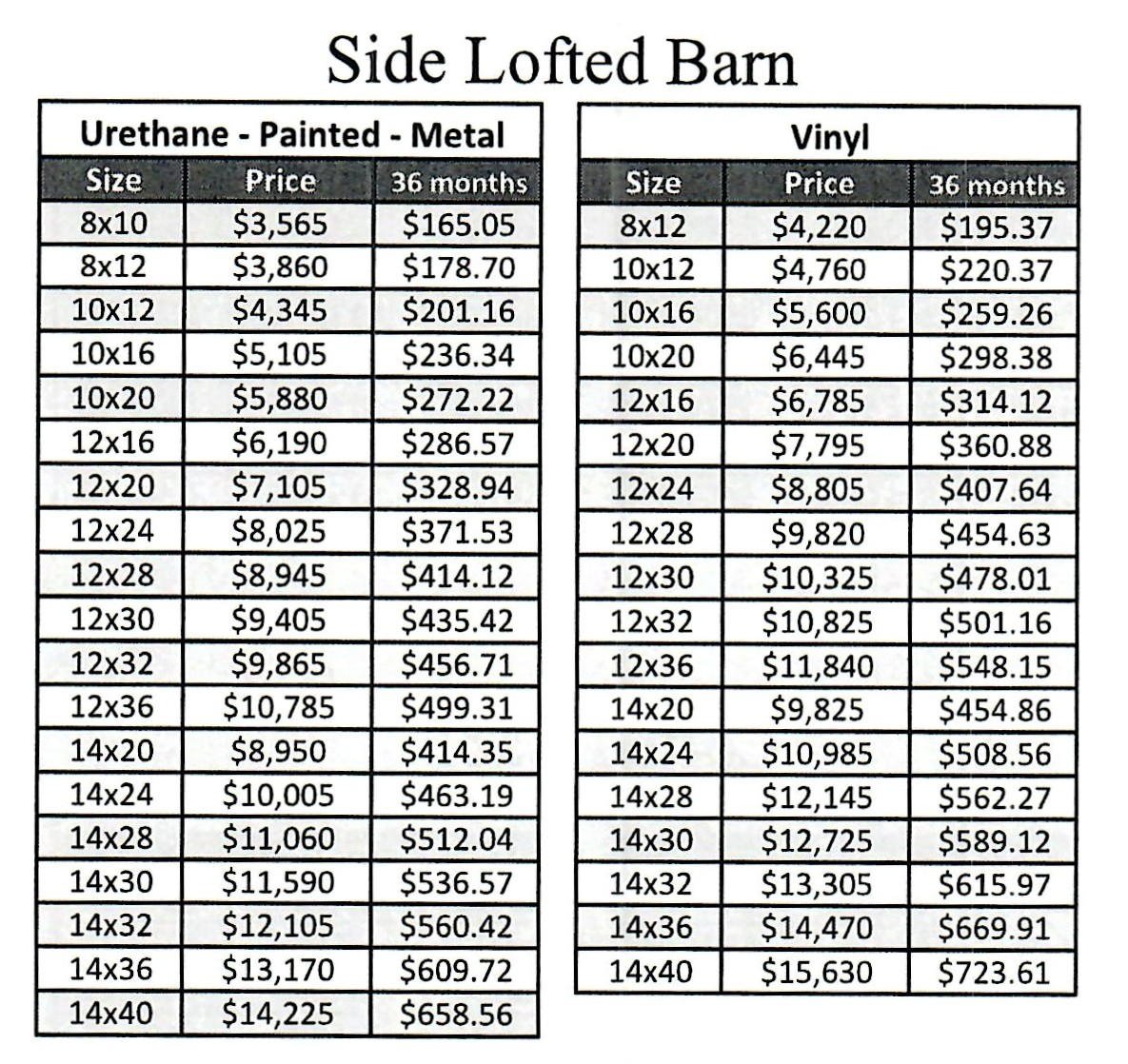 DB LLC Side Lofted Barn 2026